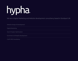 Screenshot of the Hypha homepage