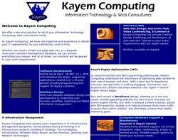 Screenshot of the Kayem Computing homepage