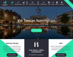 Screenshot of the KW Design Nottingham homepage