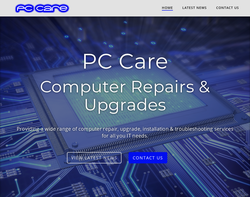 Screenshot of the PC Care homepage