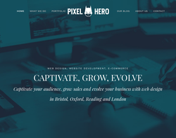 Screenshot of the Pixel Hero homepage
