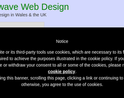 Screenshot of the Pixelwave Web Design homepage