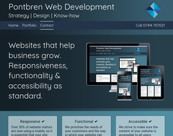 Screenshot of the Pontbren Web Services homepage