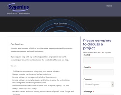 Screenshot of the Sygenius Ltd homepage