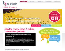 Screenshot of the TA Design homepage
