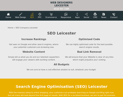 Screenshot of the Web Designers Leicester homepage