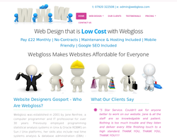 Screenshot of the Webgloss Web Design homepage