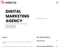 Screenshot of the Wirefox Digital Agency Birmingham homepage