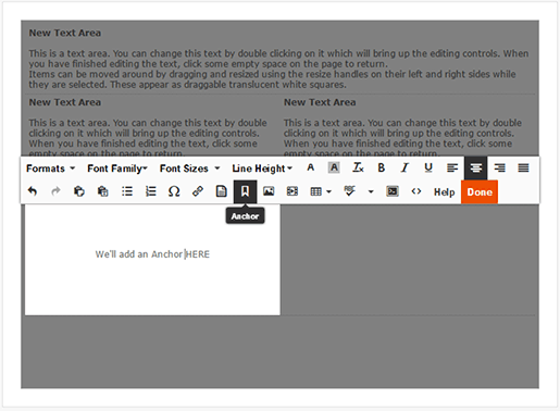 Add HTML Anchors on your web pages with the InstantPro Website Builder