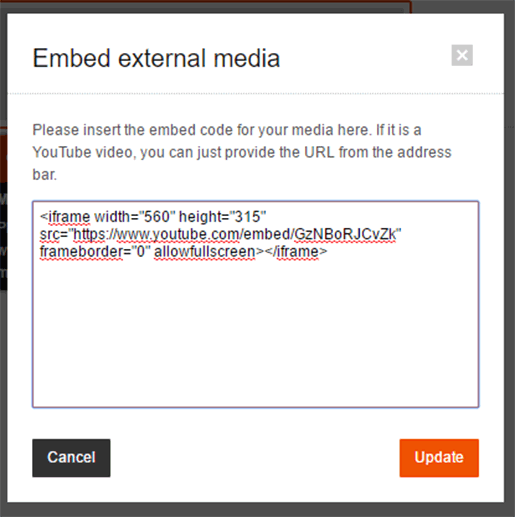 Paste YouTube Embed Code